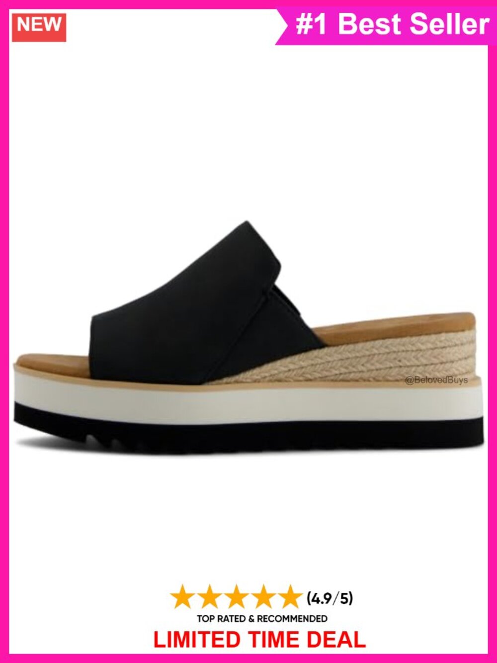 Wedge Mule Sandal Slip On Cushioned Insole Vegan Textile Women's